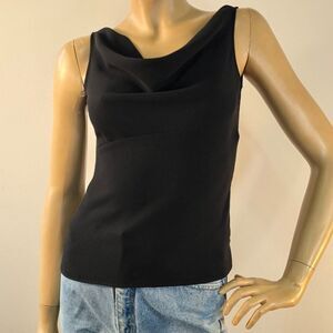 T Tahari Cowl Neck Black Cocktail Top Empire Waist Tailored Women's Sz 4 VTG